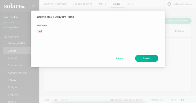 Create REST Delivery Point